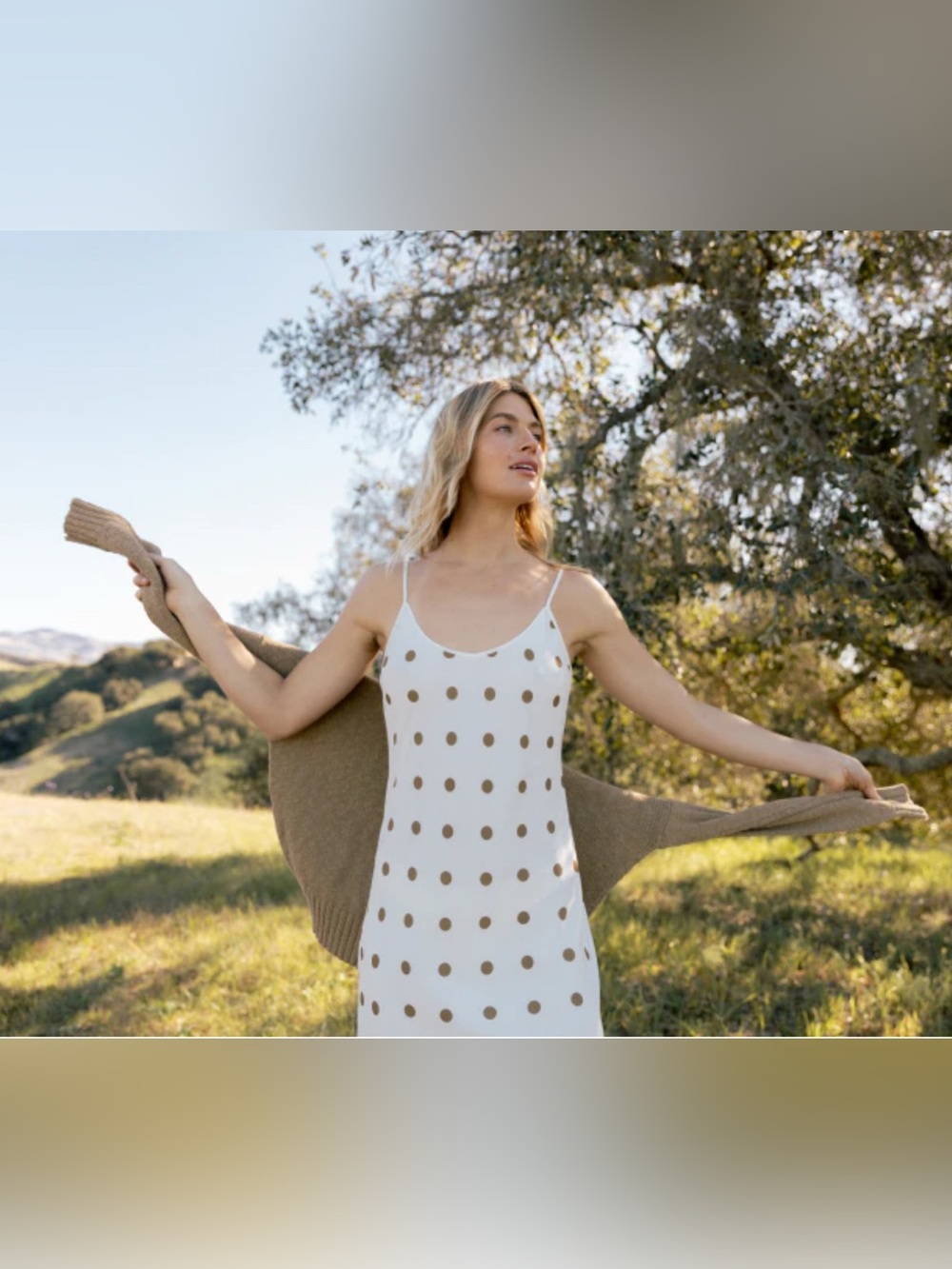 JENNI KAYNE Slip Dress in Caramel Polka Dot Brand New - Picture 3 of 7